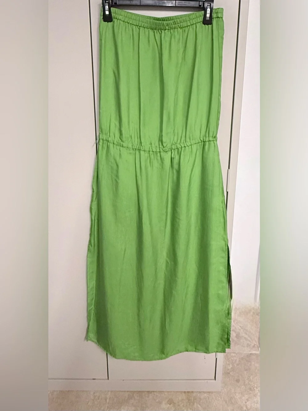 Michael Kors Bright Green Strapless Tiered Maxi Dress